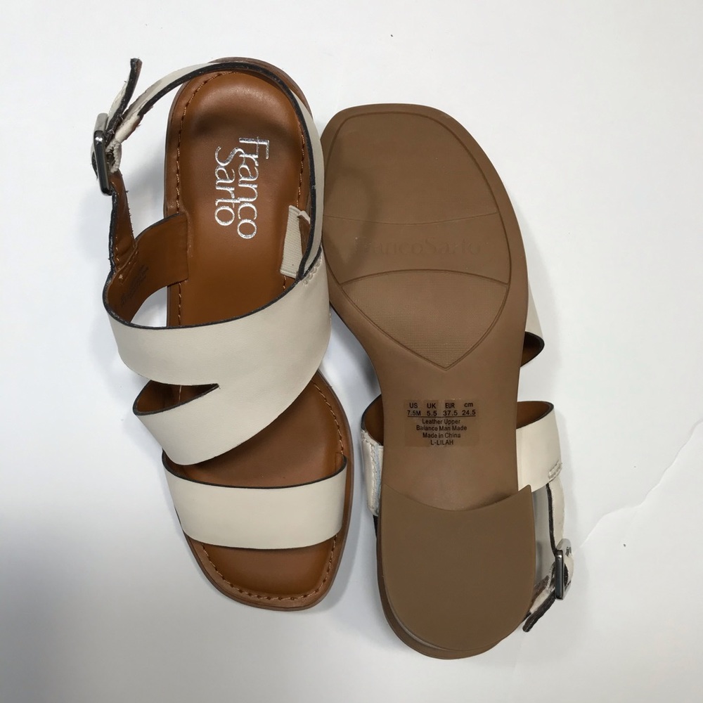 Franco Sarto Lilah Asymmetrical Strap Leather Sand - Picture 7 of 8